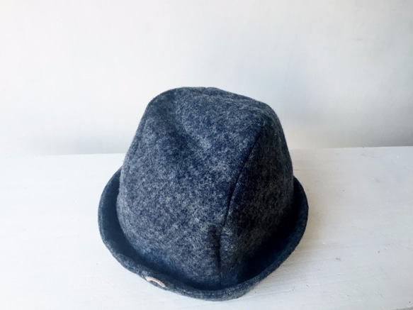 HELMA HAT | FLANNEL DENIM 赤耳セルビッチ起毛デニム 折り返しハット【M：56~59cm】 6枚目の画像