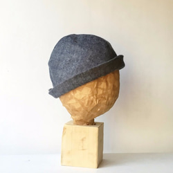 HELMA HAT | FLANNEL DENIM 赤耳セルビッチ起毛デニム 折り返しハット【M：56~59cm】 8枚目の画像