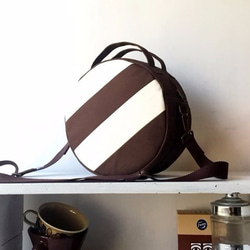 【受注生産】DOT LINE BAG/ DARK BROWN×ECRU 2WAYショルダー 1枚目の画像