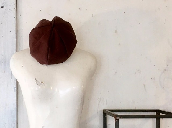 小さめ56cm BERET｜BROWN コットン天竺ニットベレー ブラウン【S】 3枚目の画像