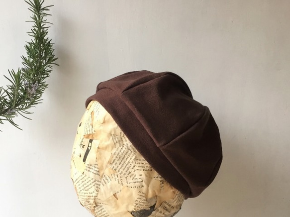 小さめ56cm BERET｜BROWN コットン天竺ニットベレー ブラウン【S】 2枚目の画像