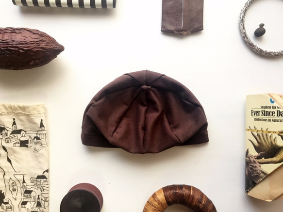 小さめ56cm BERET｜BROWN コットン天竺ニットベレー ブラウン【S】 1枚目の画像