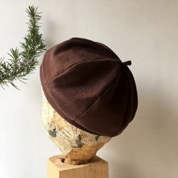 小さめ56cm BERET｜BROWN コットン天竺ニットベレー ブラウン【S】 4枚目の画像