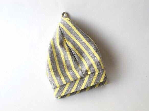 春SALE!｛30％OFF｝summer border beret/ yellow×gray 綿天竺ボーダーベレー 4枚目の画像