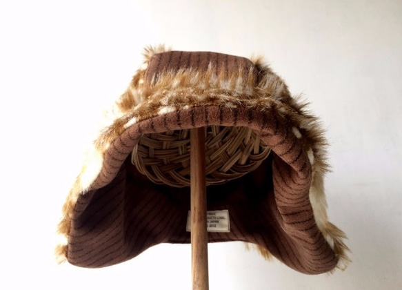 DEERCAP | WOOLSTRIPE×BANBIFUR【M】  耳まであったかバンビのファー帽子 4枚目の画像