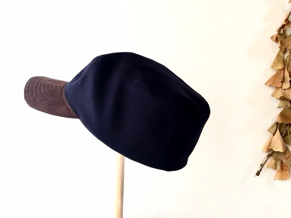 WOTING CAP | WOOL×SUEDE ウール＆スエードのコンビ*ソフトキャップ*メンズ~60cm 7枚目の画像