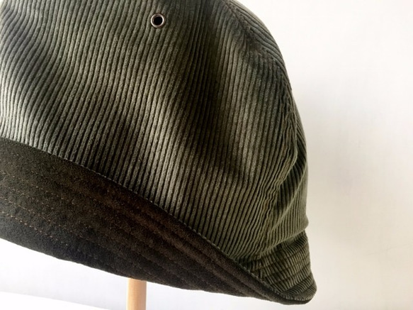 HELMA HAT | CORDUROY×SUEDE KHAKI 【M】 6枚目の画像