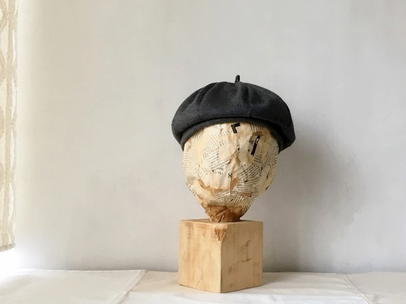 BERET｜CHACOAL コットン天竺ニットベレー*チャコール【58cm】 1枚目の画像