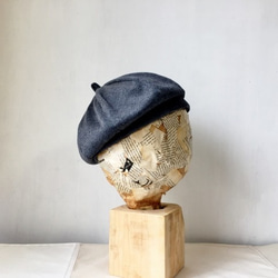 BERET｜CHACOAL コットン天竺ニットベレー*チャコール【58cm】 3枚目の画像