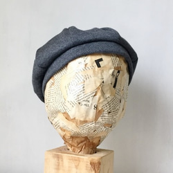 BERET｜CHACOAL コットン天竺ニットベレー*チャコール【58cm】 2枚目の画像