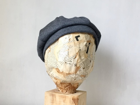 BERET｜CHACOAL コットン天竺ニットベレー*チャコール【58cm】 2枚目の画像