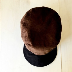 ”one-washd" WOTING CAP | コーデュロイ×スエードコンビキャップ*ココアブラウン 5枚目の画像