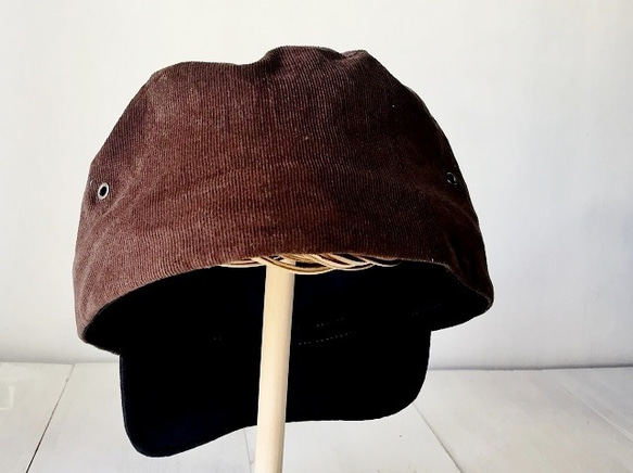 ”one-washd" WOTING CAP | コーデュロイ×スエードコンビキャップ*ココアブラウン 6枚目の画像