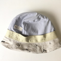 マルハネ・エンブロイダリー HELMA HAT｜LINEN GRAYBEIGE *手描き刺繍*絵の帽子 5枚目の画像