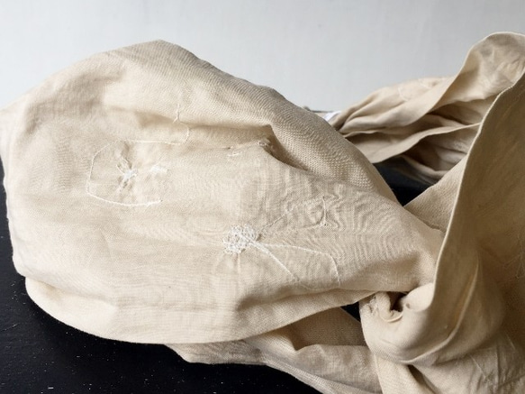 "maruhane-embroidery" ｜TURBAN c/#BEIGE　手描き刺繍ターバン*ヘアバンド 4枚目の画像