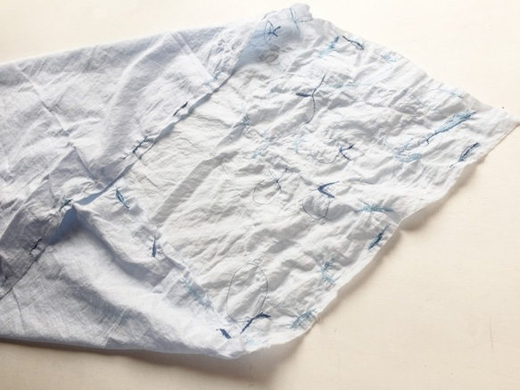 ABUKU SCARF ｜透過する水の羽衣 "maruhane-embroidery" c/#WATER 5枚目の画像