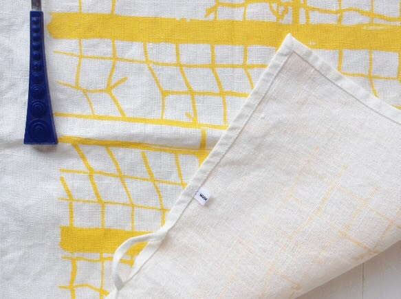 ΞSALEΞ Linen Tea Towel "AMI" yellow リトアニアリネン ティータオル 3枚目の画像