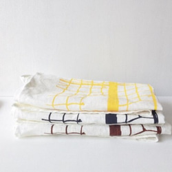 ΞSALEΞ Linen Tea Towel "AMI" yellow リトアニアリネン ティータオル 1枚目の画像