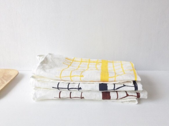 ΞSALEΞ Linen Tea Towel "AMI" yellow リトアニアリネン ティータオル 1枚目の画像