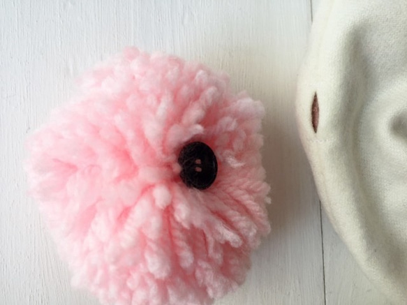 KODOMOBOUSHI WOOL OFFWHITE/PINK 51-54cm（3-5歳） 6枚目の画像