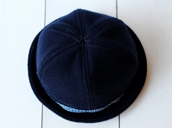 SAILOR HAT | WOOL AI-SASHIKO RIBBON 【M:56~59cm】 10枚目の画像