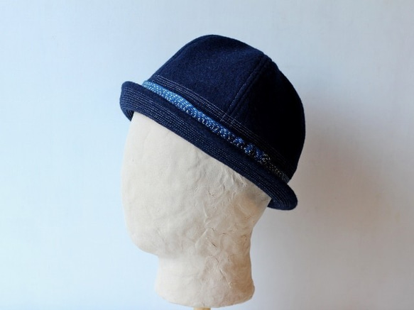 SAILOR HAT | WOOL AI-SASHIKO RIBBON 【M:56~59cm】 4枚目の画像