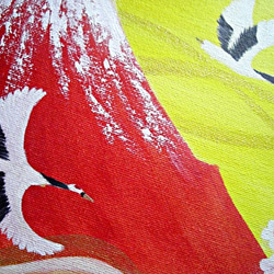 日本画　「紅白梅と富士山」 　油彩　風水画 2枚目の画像