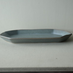 八角皿（長）（ブルーグレー） 2枚目の画像