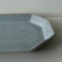 八角皿（長）（ブルーグレー） 3枚目の画像