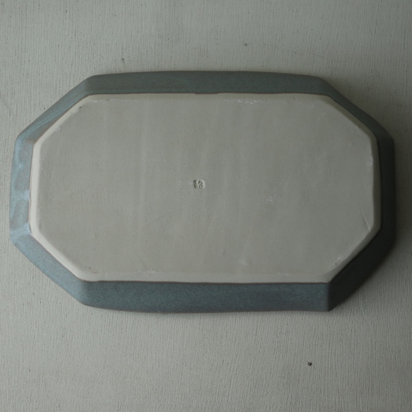八角皿（長）（ブルーグレー） 4枚目の画像