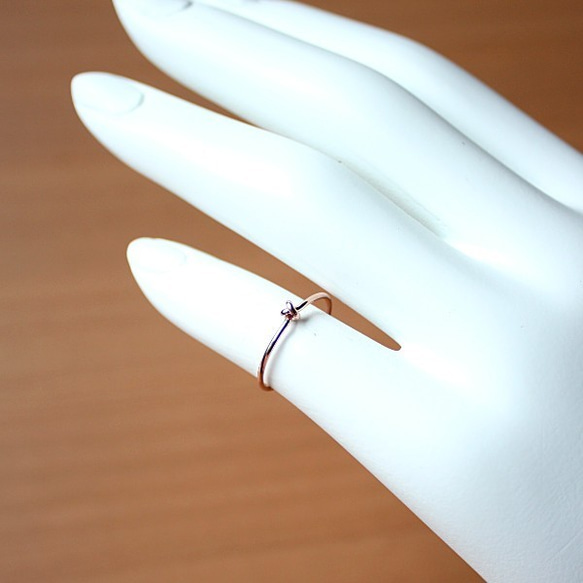 14kgf＊ほんのりピンク＊つぶらな結び＊リング【金】rose-gold knot ring/14kgf 5枚目の画像