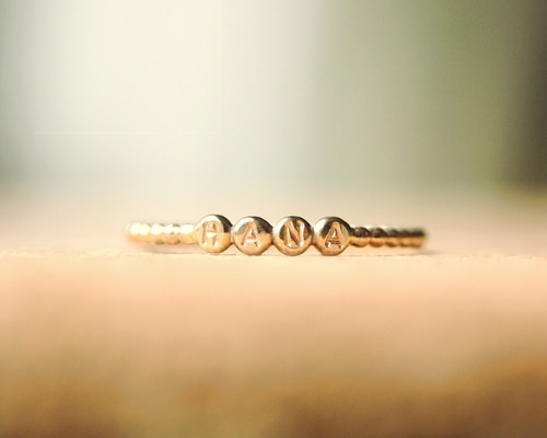 りん♪プロフ読んで下さいね(^^)様14kgf 14kgf＊まるまる＊ネームリング【金】engraved letters gold fine ring