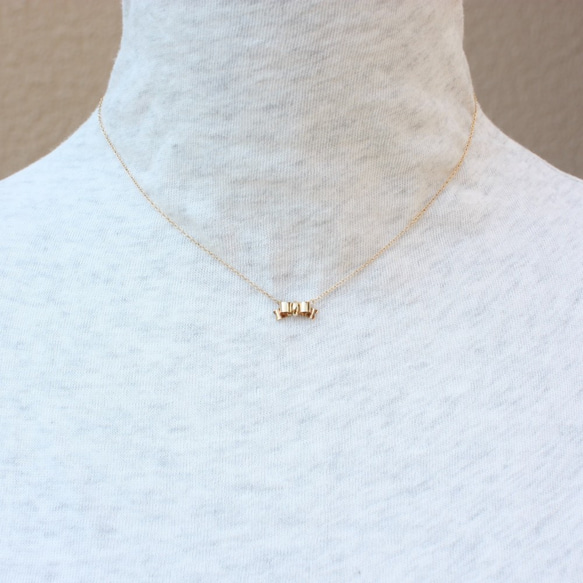 14kgf＊りぼん＊ネックレス【金】ribbon charm gold necklace 3枚目の画像