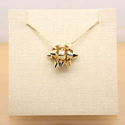 14kgf＊星形りぼん＊スターボウ＊ネックレス【金】gift bow necklace 3枚目の画像