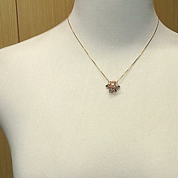 14kgf＊星形りぼん＊スターボウ＊ネックレス【金】gift bow necklace 5枚目の画像