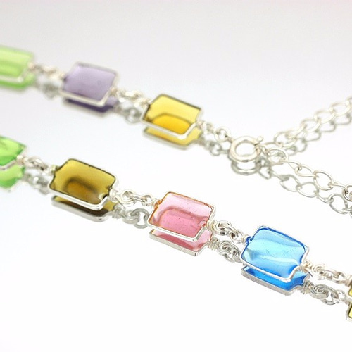 むらさき♡ページ silver925＊彩＊カラフルガラス＊ネックレス【銀】 ネックレス