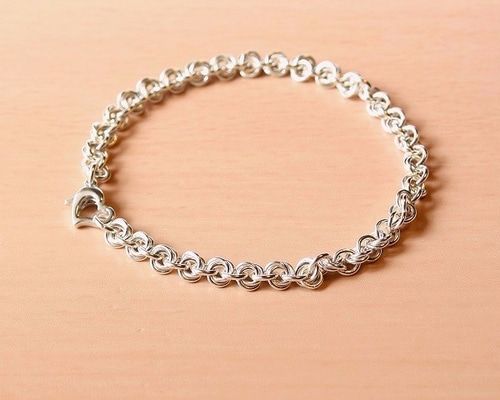 シルバー950フラワーモチーフブレスレット silver925＊フラワーリンク＊ブレスレット【銀】flower-linked