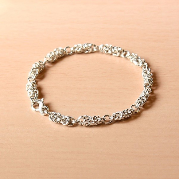 silver製＊クラシカルブレスレット＊セグビザンティン【銀】segmented-byzantine bracelet 1枚目の画像