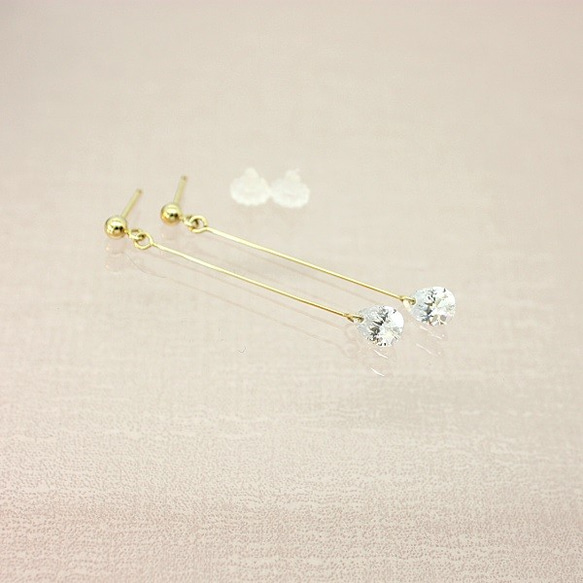 14kgf＊きらきら雫＊ゆらゆらピアス【金】pear cut cz swaying  gold earrings 4枚目の画像