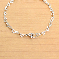 ＊silver925＊ハートがいっぱい＊ブレスレット【銀】flat heart chain bracelet 4枚目の画像
