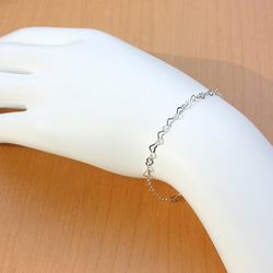 ＊silver925＊ハートがいっぱい＊ブレスレット【銀】flat heart chain bracelet 5枚目の画像