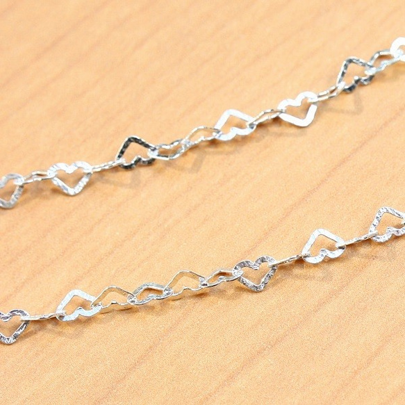 ＊silver925＊ハートがいっぱい＊ブレスレット【銀】flat heart chain bracelet 6枚目の画像