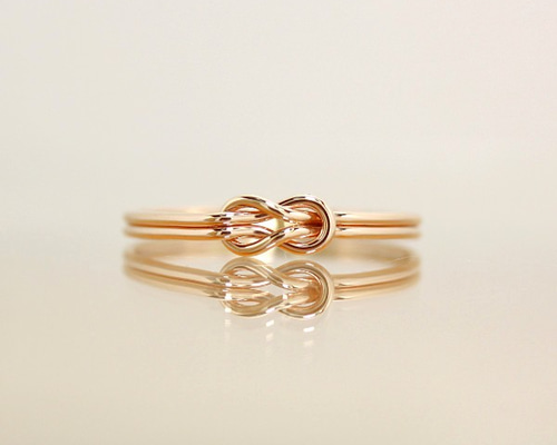 14kgf＊ほんのりピンク＊本結び＊リング【金】Square knot rose gold
