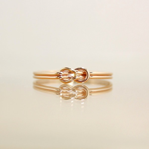 14kgf＊ほんのりピンク＊本結び＊リング【金】Square knot rose gold