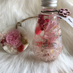 【母の日】春色ピンクニゲラ 桜 のハーバリウム とアロマワックスバー サシェのセット #4 フラワー ギフト 2枚目の画像
