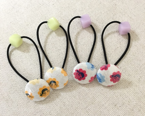 売約済】スマイルベジタブル くるみボタン ヘアゴム（くるみボタン 