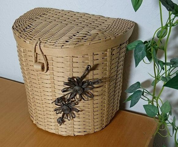 半円型蓋付きバスケット(中サイズ) エコクラフト紙バンド その他