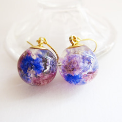 【受注制作】花球ピアス✴︎花球ネックレス　purple 3枚目の画像