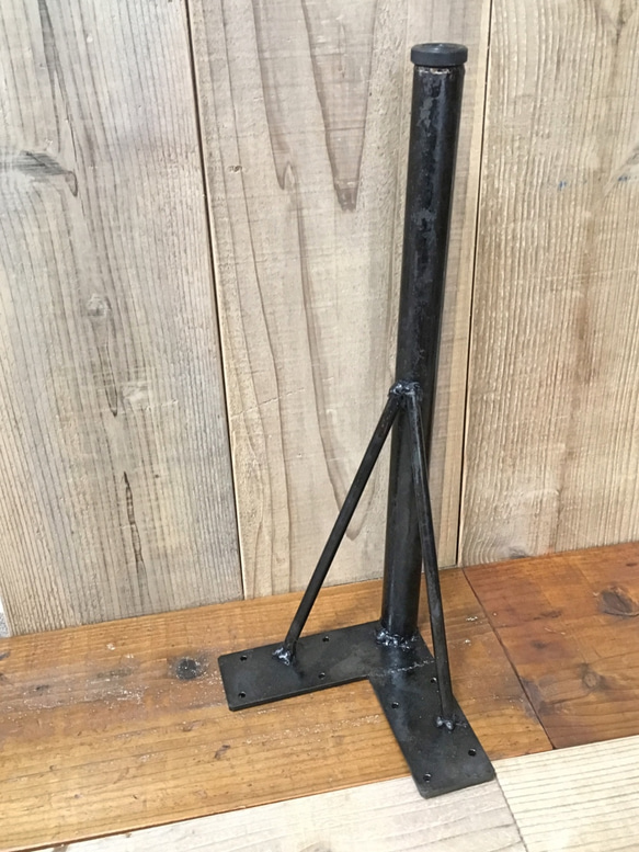 アイアン テーブル脚 丸-69cmサイズ　太タイプ 黒皮鉄 4枚目の画像