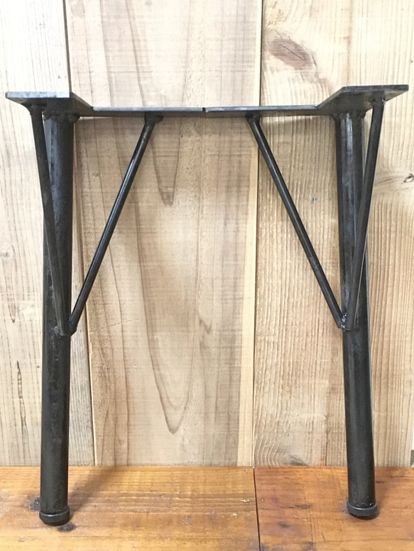 アイアン テーブル脚 丸-69cmサイズ　太タイプ 黒皮鉄 5枚目の画像
